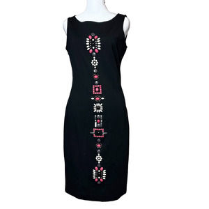 Sandro Ferrone Italy Black Beaded Shift Dress sz XS